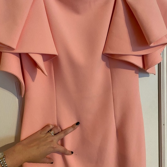 SAFIYAA Eve Stretch Crepe Draped Sleeve Column Dress 10 - Picture 10 of 16